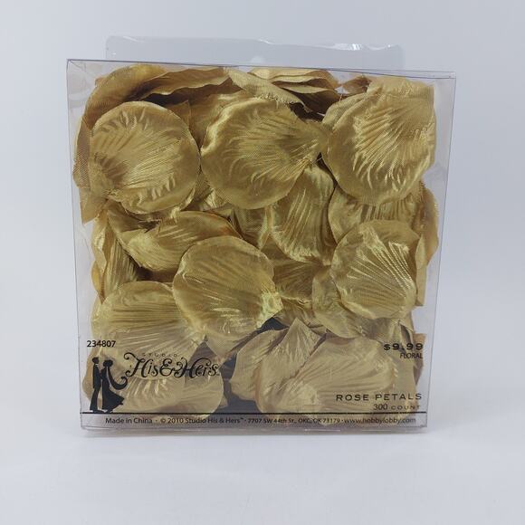 His & Hers Gold Faux Flower Rose Petals Floral 300 Count Wedding Event Party - Picture 1 of 8
